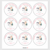 Sticker Neuf grands noms différents cousus Joyeux Noël (Feuille)