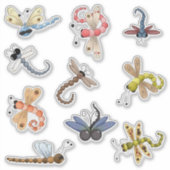 Sticker Neuf libellules colorées Vinyl (Devant)