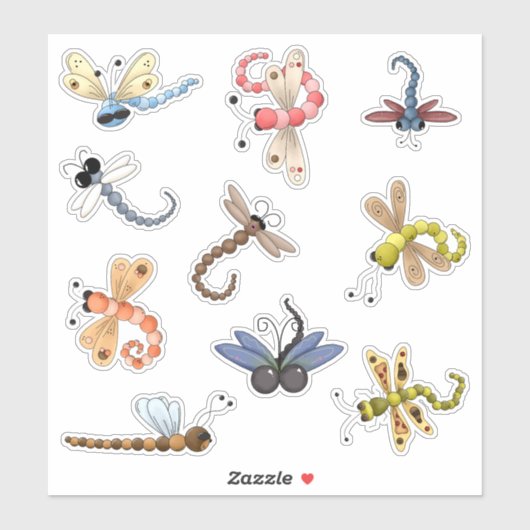 Sticker Neuf libellules colorées Vinyl (Feuille)