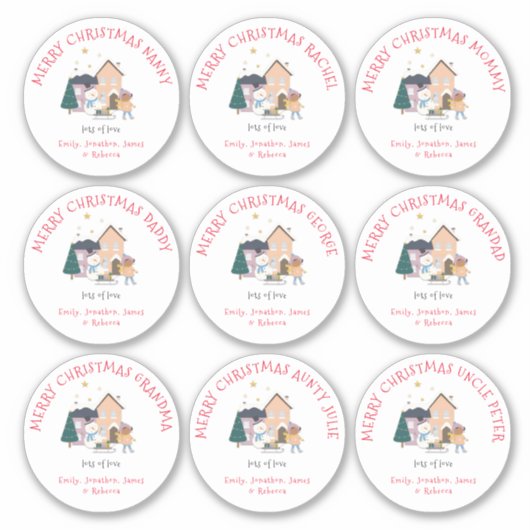 Sticker Neuf petits noms différents Fille Joyeux Noël (Devant)