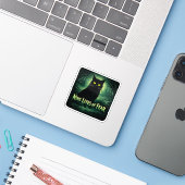 Sticker Neuf vies de peur - Chat noir (Ordinateur portable avec iPhone)