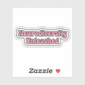 Sticker Neurodiversity Unleashed Pink Neurodivergent Text (Feuille)