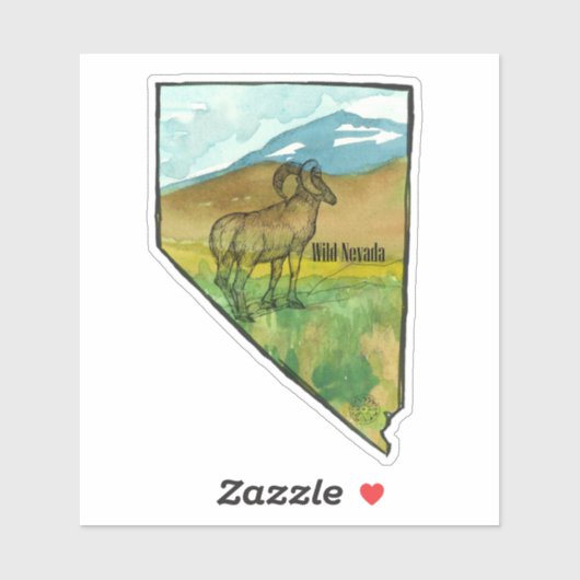 Sticker Nevada Bighorn Wildlife Desert Paysage (Feuille)