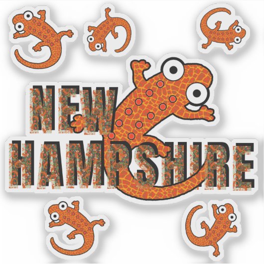 Sticker New Hampshire State Symbol Red Spotted Newt Forest (Devant)