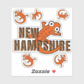 Sticker New Hampshire State Symbol Red Spotted Newt Forest (Feuille)