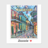 Sticker New Orleans French Quarter Van Gogh Style Travel (Feuille)