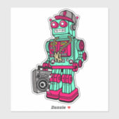 STICKER NEW YORK CITY BOOM BOX ROBOT (Feuille)