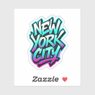 Sticker New York City Neon Graffiti Street Art Design