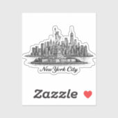 Sticker New York City Skyline Line Art Illustration (Feuille)