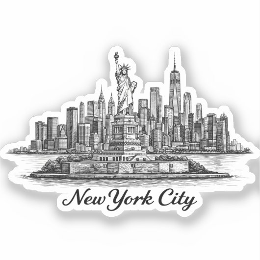 Sticker New York City Skyline Line Art Illustration (Recto)