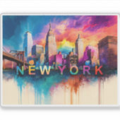 Sticker New York Skyline Abstrait Art (Devant)