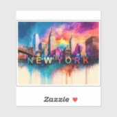 Sticker New York Skyline Abstrait Art (Feuille)