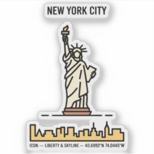 Sticker New York Statue de la Liberté minimaliste ligne Ar