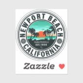 Sticker Newport Beach California Retro Sunset Vacation 80s (Feuille)