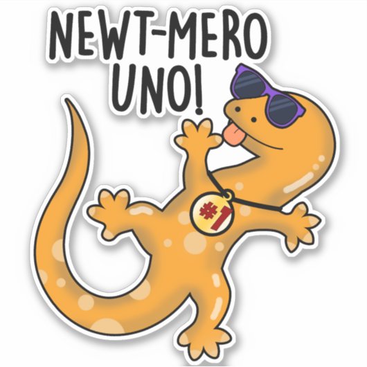 Sticker Newt-mero Uno Funny Newt Pun (Devant)