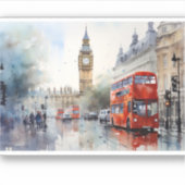 Sticker Nice Big Ben et bus rouge à Londres (Devant)