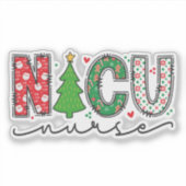 Sticker NICU Nurse Christmas, mignon néonatal Noël ICU (Devant)