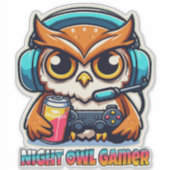 Sticker Night Owl Gamer Mascot Fun Gaming Illustration (Devant)