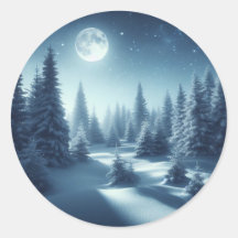 Sticker Night Snowy Forest