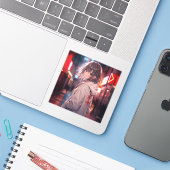 Sticker Night walk | 東京娘 GenerartiveAI シール (Ordinateur portable avec iPhone)