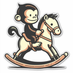Sticker N'Importe Quel Singe Couleur Sur Cheval À Rocher