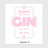 Sticker N'importe quelle couleur Gin personnalisé (Feuille)