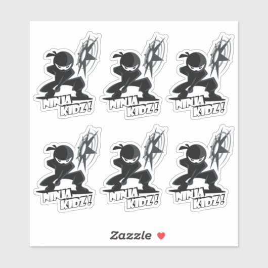 Sticker Ninja Kidz | 6"x 6"- transparent brillant (Feuille)