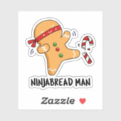 Sticker Ninjabread Man Funny Gingerbread Pun (Feuille)
