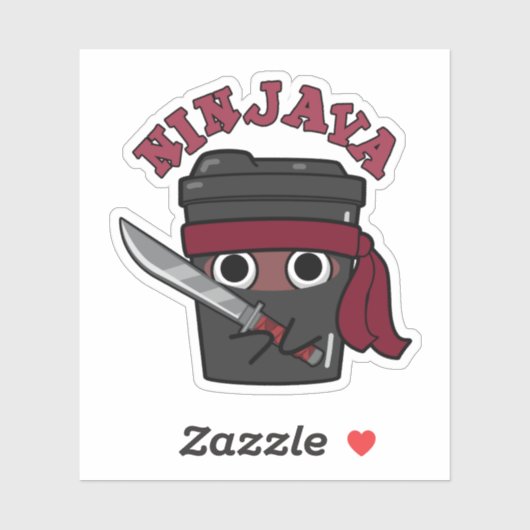 Sticker Ninjava Funny Ninja Java Pun café (Feuille)