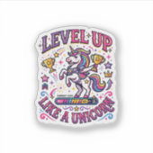 Sticker Niveau de licorne monte comme une licorne publicit (Devant)