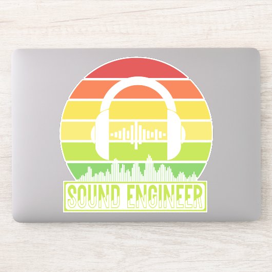 Sticker Niveau d'écouteurs rétro-sunset (Ordinateur)