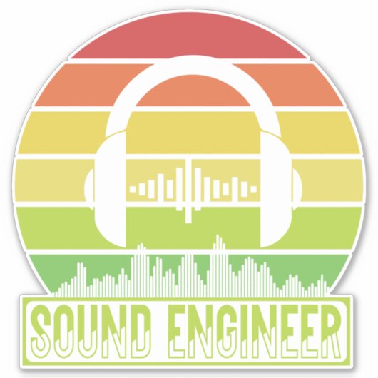 Sticker Niveau d'écouteurs rétro-sunset (Devant)