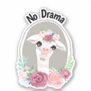 Sticker "No Drama" Lady Llama Avec Roses