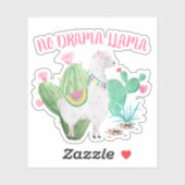 Sticker No Drama Llama Cute Llama et Cactus Vinyl (Feuille)