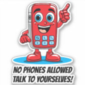 Sticker No Phones Allowed Red Retro Cell Phone (Devant)