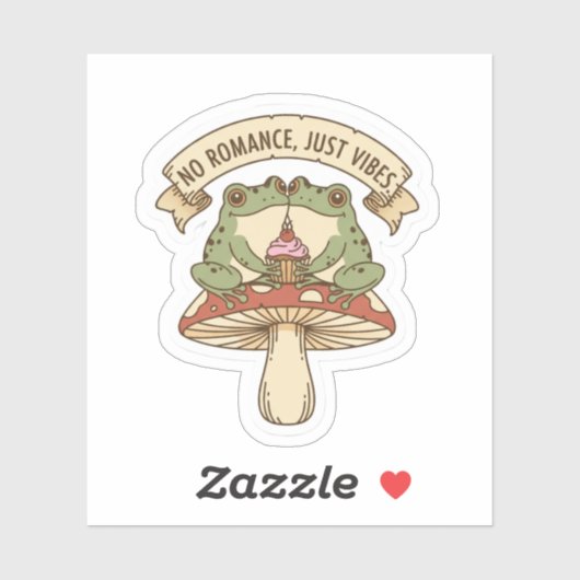 Sticker No Romance, Just Vibes | Cute Frog Mushroom core (Feuille)