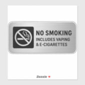 Sticker No Smoking Includes Vaping & E-Cigarettes Sign (Feuille)
