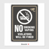 Sticker No Smoking Vaping Violators Fined - Monitored Area (Feuille)