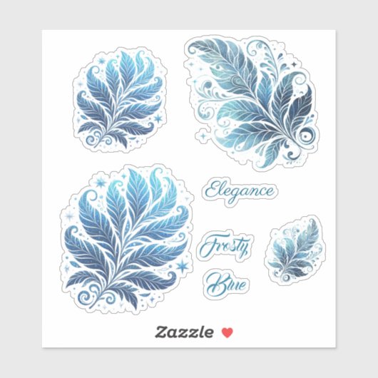 Sticker Noël à filigrane ombré bleu (Feuille)