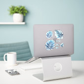 Sticker Noël à filigrane ombré bleu (Ordinateur portable sur le bureau)