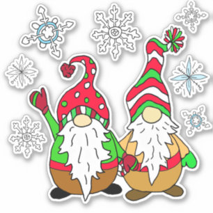 Sticker Noël aux jolies créatures et aux flocons de neig