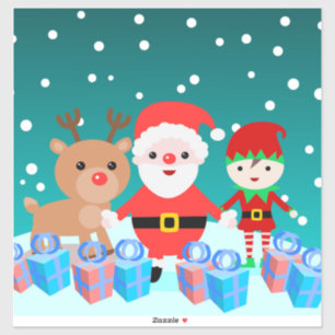 STICKER NOËL AVEC PÈRE NOËL ET SES AMIS