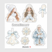 Sticker Noël Bleu Doux D'Hiver (Feuille)