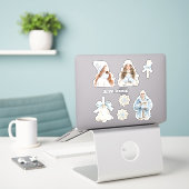 Sticker Noël Bleu Doux D'Hiver (Ordinateur portable sur le bureau)