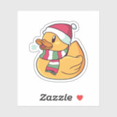Sticker Noël Caoutchouc Canard Santa Chapeau Cadeau Pour L (Feuille)