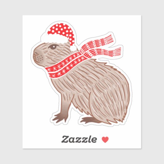 Sticker Noël Capybara Funny Amoureux des animaux (Feuille)