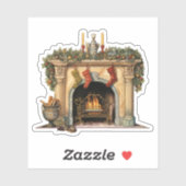 Sticker Noël cheminée victorienne cosy (Feuille)
