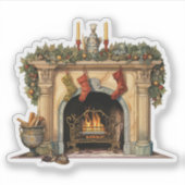 Sticker Noël cheminée victorienne cosy (Devant)