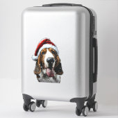 Sticker Noël de Basset Hound (Sur valise)