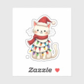 Sticker Noël de l'arbre de Noël du chat (3) (Feuille)
